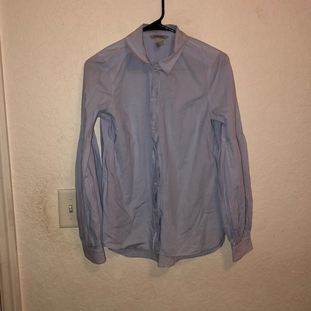 H&M blue balloon sleeve button down